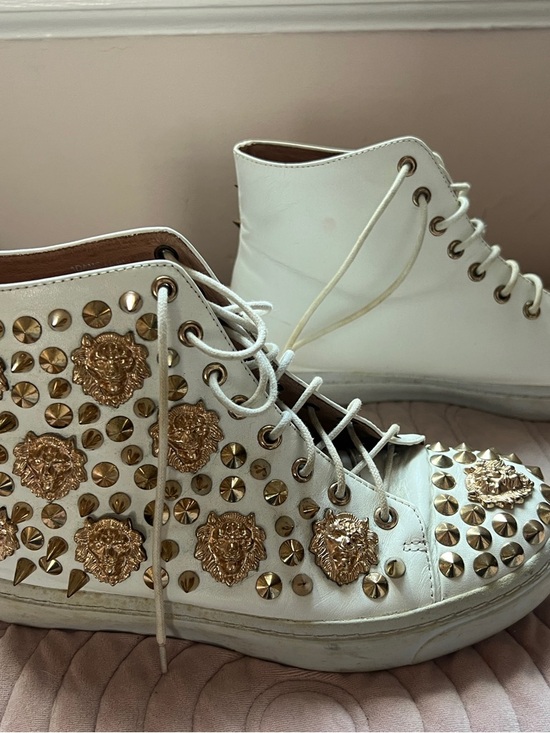 Jeffrey Campbell Shoes - Jeffrey Campbell White High-Top Sneakers with Gold Studs